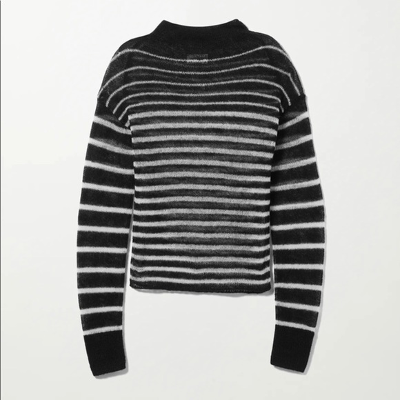 ASOS Weekday Black & White Striped Wool Blend Crew Neck Sweater Women's S - Picture 4 of 6